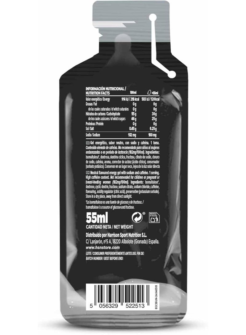 HSN Evonergy Gel With Caffeine | Unflavored - Box of 12 Units of 55ml | 30g Carbohydrates per Gel Ratio 2:1 (Glucose:Fructose) | 100mg Sodium 100mg Caffeine | Fluid Texture | Non-GMO,Vegan, Gluten - Image 3